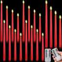 Rossesay 16 Pcs Red Flameless Taper Candles Battery Operated Candles with Remote Timer 8.5" 9.6" 10.8" 12.8" Multiple Sizes Red LED Flickering Candlestick for Wedding Centerpieces Party Decor