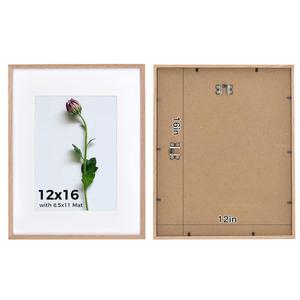 12x16 Frame Set of 1, Solid Oak Wood 12 x 16 Picture Frames with Plexiglass Display Poster 8.5x11 with mat or 12x16 without matte Wall Hanging Collage frame Wall Decor