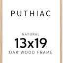 puthiac 13x19 Solid Oak Wood Picture Frame, Fits 11x17 with Mat or 13x19 Without Mat, Wall Display Only, Vertical or Horizontal, Plexi Front, 1 Pack, Natural Oak