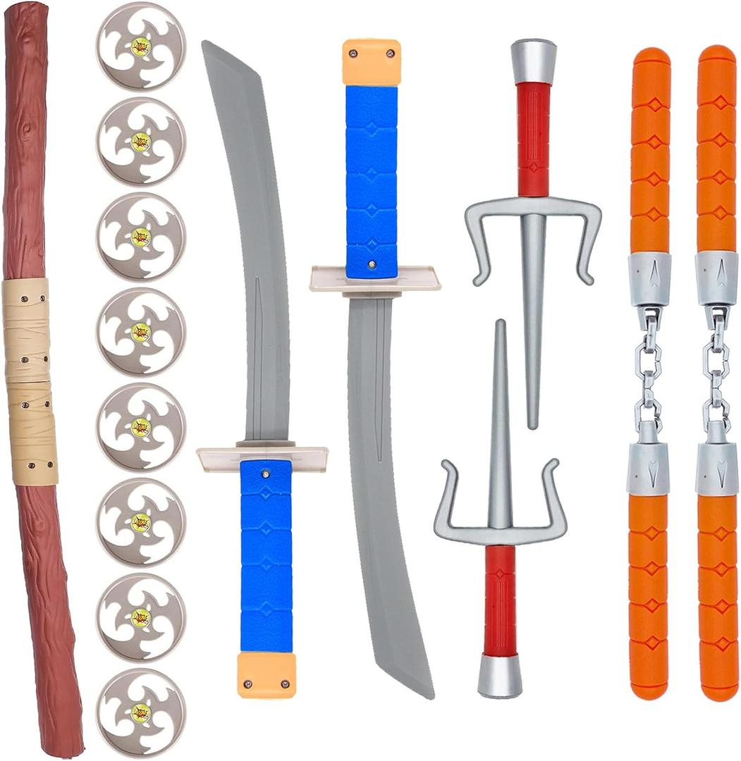 Ninja Warrior Toy Plastic Weapons Role Play Set for Boys and Girls Pretend Play Battles Dress up Party Photo Booth Props