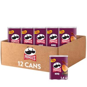 Pringles Potato Crisps Chips, Lunch Snacks, Office and Kids Snacks, Grab N' Go, BBQ (12 Cans)