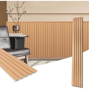 Art3d 48 x 6 Inch WPC Slat Wall Panels, 3D Wall Accents, 16-Pack, Boxwood