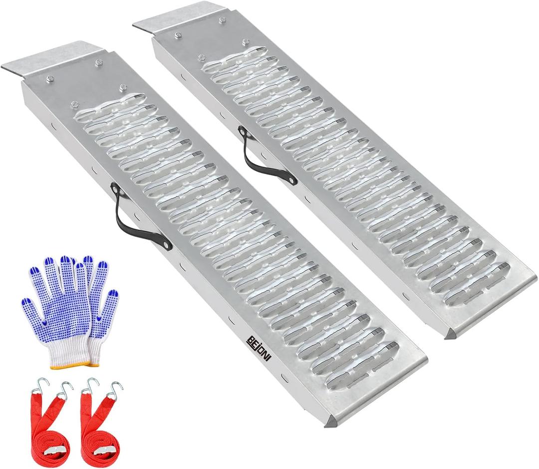 BEJONI 40" Steel Shed Ramps, 2PCS Total 960 lbs Capacity Shed Ramp for Riding Mower, Heavy Duty Trailer Ramps for ATVs, Bicycles, Motorcycles, Snow Blowers, Dirt Bikes, E-Bikes