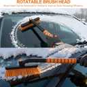 26" Car Snow Brush & Ice Scraper | 2 - in - 1 Winter Tool with Premium Bristles for Cars/SUVs/Trucks  Rotating Head, Heavy - Duty ABS | Ergonomic Foam Grip (FlameFoam Orange)