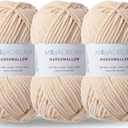 3PCS 3.5oz Chenille Yarn for Blankets Amigurumi: Soft Velvet Baby Yarn Blanket Knitting and Crocheting Bulky 5# Yarn 3 Skeins of 100g (Sand)