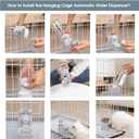 Yummy Sam Hanging Cage Automatic Small Pet Food Bowl Water Bottle Dispenser, Detachable Auto Gravity 1.2L Self-Feeding Feeder and 0.52L Waterer Set Kennel Feeding Station for Puppy Cats Rabbit(Grey)
