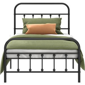 Metal Bed Frame - Structurally Stable Heavy Duty Steel Slat Supported Twin Bed Frames,No Box Spring Needed for Easy Removal and Transport (Black)