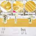 Aneco 12 Pack Satin Table Runner 12 x 108 Inch Gold Long Wedding Satin Silk Table Runner for Wedding Banquet Graduations Birthday Party Decoration