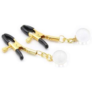 3 x Non Piercing Nipple Clips with Soft Rubber Cap,Adjustable Golden Nipple Clamps & Nipple Clip Inlaid with Transparent Glass Beads