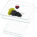 4 Pack Tempered Glass Cutting Board with Anti-Slip Pads, 2 Sizes Rectangle Clear Glass Tray Heat-Resistant Chopping Board for Kitchen Countertop, House Warming Gifts, Non-friable
