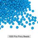 HARFINGTON 1000Pcs Blue Pony Beads 6x9mm Acrylic Bulk Plastic Barrel Bead for Necklace Key Chain Jewelry Making Earring Hair Braiding