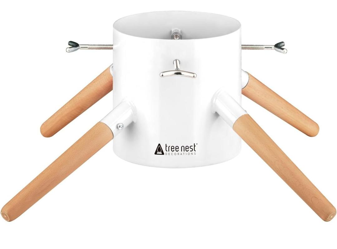 Tree Nest Christmas Tree Stand Base Xmas Modern Tree Metal Holder Stand for Real Tree Fits up to 8.5ft FamilyWhite