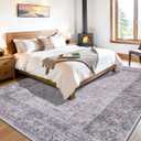 5x7 Area Rugs for Living Room, Bedroom - Machine Washable, Non-Slip Bedside Rug, Large Soft Floor Carpet for Office, Dining Room, Farmhouse and Home Decor, Rustic Vibes/Taupe