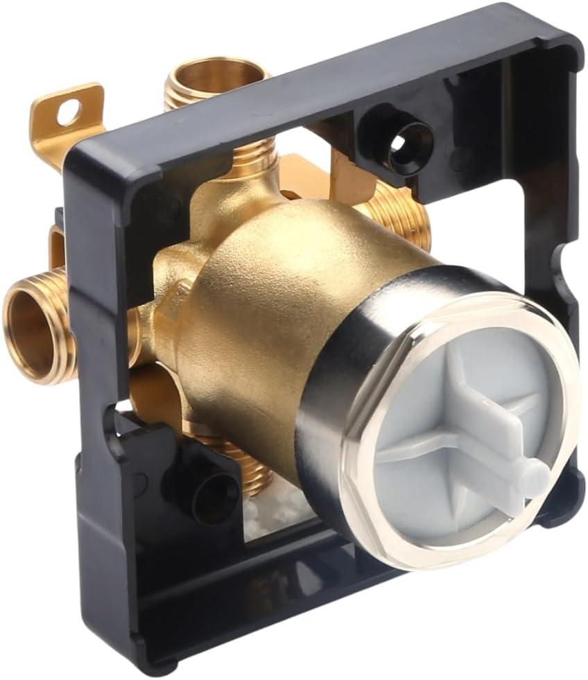 R10000-UNBX Tub and Shower Valve Body for Shower Faucet, Works with Single-Function or Dual-Functions Shower Valve Trim Kits, Brass Construction