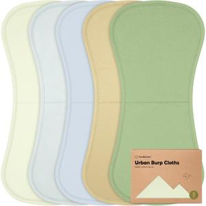Organic Burp Cloths Baby Boy & Girl - 5-Pack Super Absorbent Cotton Burping Cloths for Babies, Soft & Plush Newborn Spit Up Rags, Infant Towels for Milk Spit Up, Unisex, Large 21" x 10" (Dew)