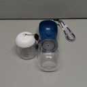 Dog Water Bottle with Food Container, Travel Puppy Water Bowl, Portable Pet Dispenser, Dog Stuff Accessories Items, Puppy Essentials Necessities for Yorkie Chihuahua Cat Walking and Hiking (10oz, #03 Dark Blue)