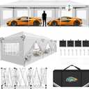 COBIZI 10x30 Pop up Canopy Tent for Parties with 8 Removable Sidewalls, Waterproof UPF 50+ Commercial Event Tent, Protable Outdoor Canopy with 4 Sandbags for Wedding, Backyard(10x30FT, White)