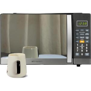 Emerson MWG1191SB Microwave with Built-in Grill Function, 1100W, LED Timer Display 11 Power Levels, 9 Preset Cooking Options, Removable Glass Turntable, Child Lock, 1.1 Cu. Ft, Stainless Steel