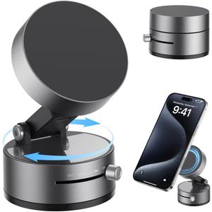 Vacuum Magnetic Suction Phone Holder,Upgraded 360 Adjustable Suction Cup Car Phone Mount,Hands-Free Cell Phone Holder for Car/Gym/Mirror/Smooth Surface,Compatible with iPhone 16/15/14/13/12 Series