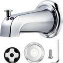 Dreyoo Tub Spout Kit Compatible with American Standard 8888026.002, Slip On Diverter Tub Spout with Metal Cover Ring and Gasket, Bathroom Bathtub Faucet Fits 1/2'' Copper Water Tube(Polished Chrome)