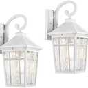 Darkaway 2pcs Large Outdoor Wall Lights for House, 18inch Exterior Lighting Fixtures Wall Mount White Outside Wall Sconce with Water Ripple Glass for Porch Patio Front Door