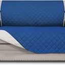 Easy-Going Reversible Loveseat Couch Cover for 2 Cushion Couch Sofa Cover for Dogs Water Resistant Furniture Protector with Foam Sticks Elastic Straps for Pet (Loveseat, Blue/Ivory)