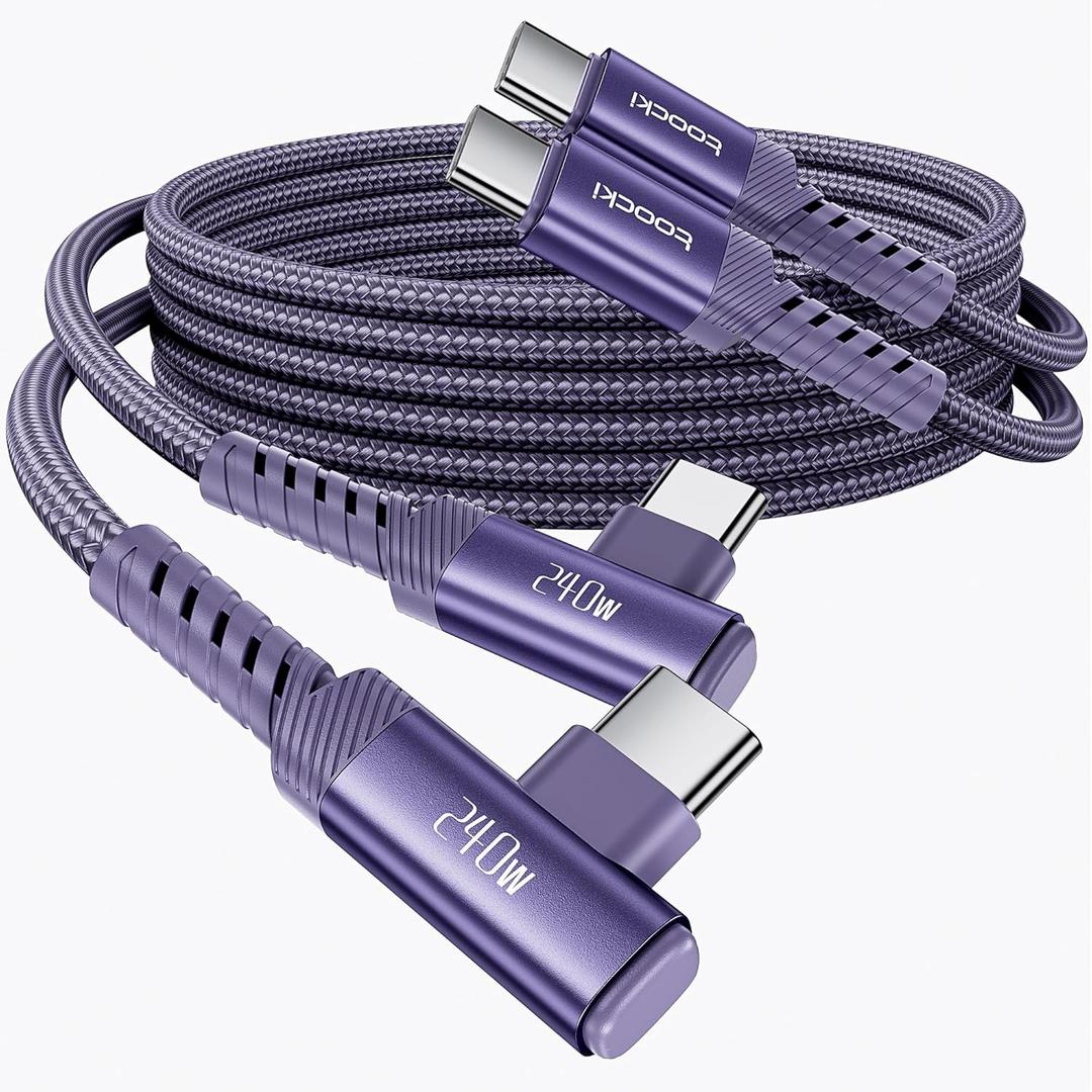 USB C Cable [2Pack, 6.6ft] 240W Fast Charging Type C Cord, Nylon Braided USB 2.0 Cable for iPhone 17 16 15 Pro Plus Pro Max Air, iPad Pro, Samsung Galaxy S24 S23, Switch, MacBook Pro, Pixel-Purple