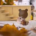 Wooden Hamster Hideout, Luxury Small Animal Hamster House with 2 Rooms and Funny Climbing Ladder Hamster Exercise Toys for Dwarf Hamster, Rat, Gerbil, Mouse (Yellow, Bear)