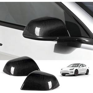 Real Carbon Fiber Mirror Cover Cap Trim Compatible with Tesla Model 3 2017-2024 Side Rearview Mirror Cover Tesla Accessories Model 3 Replacement