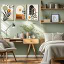 Bohemian Wall Art for Bedroom Boho Plant Bathroom Wall Decor for Living Room 3 Piece Canvas Wall Art for Office Size 12 x 17.5 Inch 3 Panels