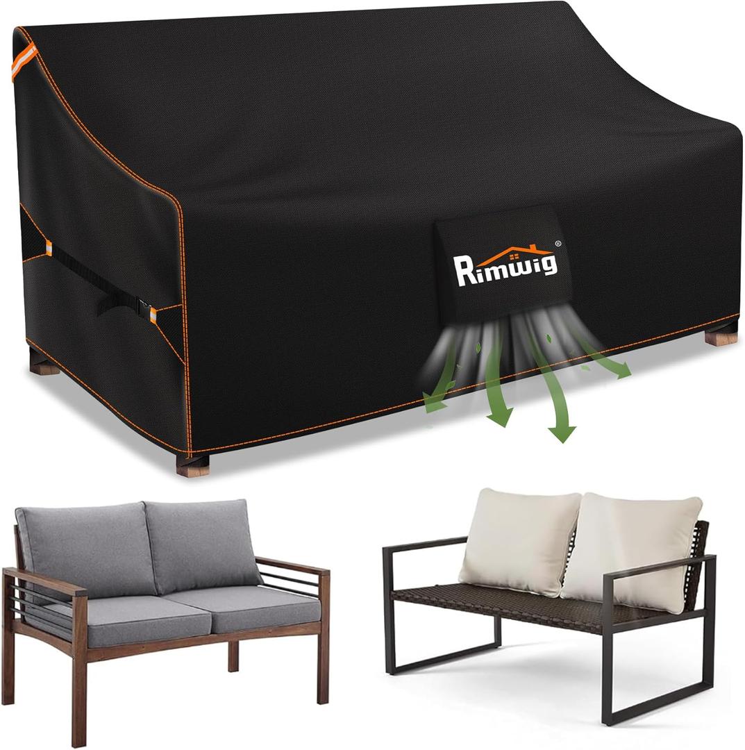 Outdoor Sofa Covers Waterproof 3-Seater outdoor couch cover 420D Heavy Duty Patio Sofa Covers with rainproof windproof 79Wx37Dx35H inches Patio Loveseat Cover