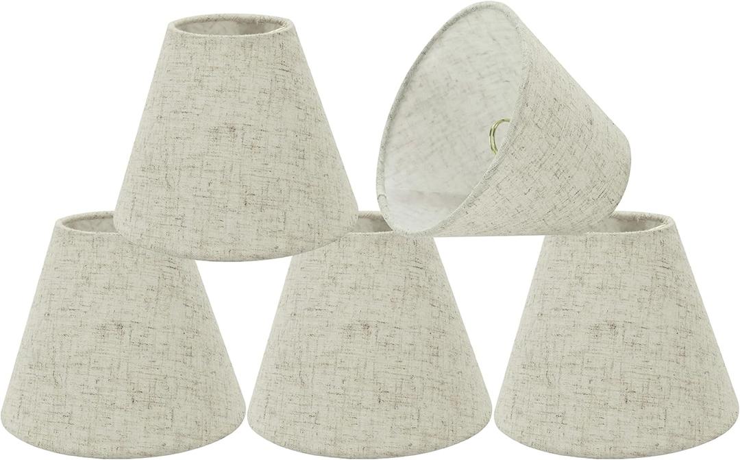 Aspen Creative 32039-5A, Empire Clip-On Chandelier Lamp Shade, Off-White, 3" Top x 6" Bottom x 5" Slant Height, Set of 5