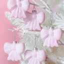 12 Pcs Pink Bow Ornament for Christmas Tree 3D Coquette Bow Hanging Ornaments 2.8 x 3.1 Inches Pink Glitter Hanging Decorations with Rope for Xmas Tree Coquette Bachelorette Party Decor