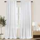 White Back Tab Rod Pocket Linen Sheer Curtains for Living Room 52x102 Inches Long