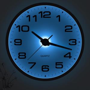 JoFomp Lighted Wall Clocks Battery Operated, 12 Inch Wall Clock for Bedroom Night Glow, Light Up Wall Clock Silent, Glow in The Dark Wall Clocks for Living Room Decor, Light Sensor - Auto Lighting