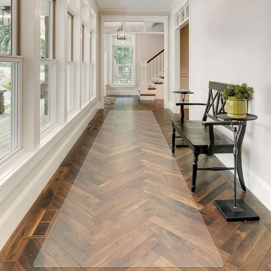 Vicwe Clear Runner Rug for Hallway, 2'x10' No Slip Waterproof Kitchen Standing Floor Mat, Vinyl Indoor Outdoor Entryway Runner Rug for Laundry, Living Room