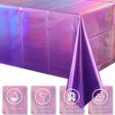 3 Pack Ombre Iridescent Pink and Purple Plastic Tablecloths, Shiny Disposable Laser Rectangle Table Covers Holographic Foil Tablecloth Iridescent Party Decoration Birthday Bridal Wedding, 54x108 Inch