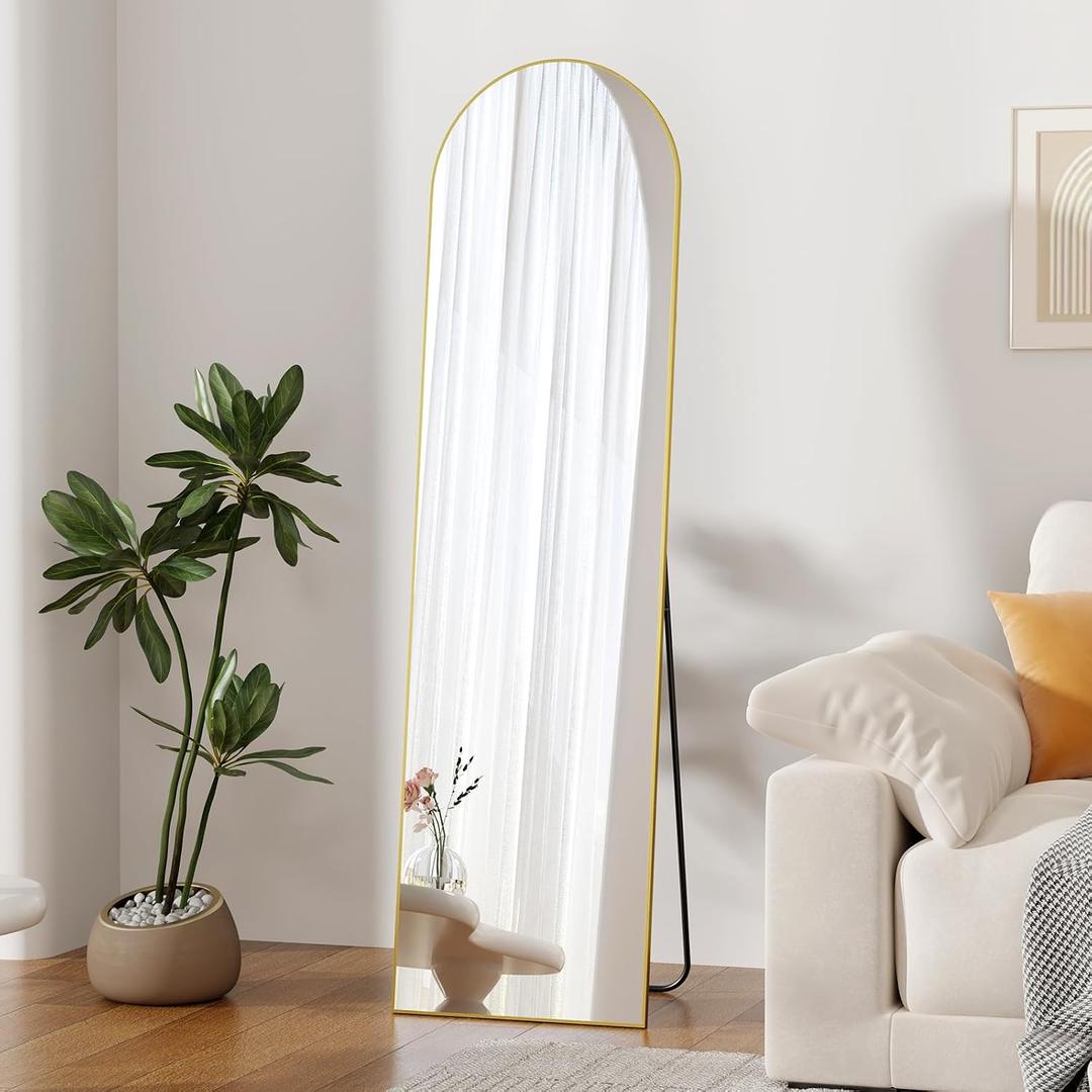 ZHUNFA Full Length Mirror,58"x16" 3" in Mirrors for Wall Full Length,Standing or Leaning,Full Body Mirrors with Aluminum Alloy Frame,Home Decor,Gold
