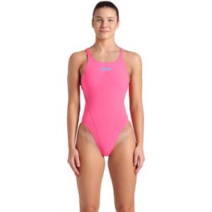 ARENA Women's Performance Solid Team Swim Tech Swimsuit (28, Shocking Pink/Blue River)