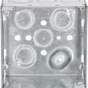 RACO 8232 4 in. Square Electrical Box, 2-1/8 in. Deep, 1/2 in. and 3/4 in. Side Knockouts, Welded, Gray