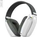 BINNUNE Wireless Gaming Headset with Flip Microphone for PC, PS4, PS5, 2.4GHz Wireless Bluetooth Gaming Headset Headphones with Mic for Laptop Computer, White, White/Gray