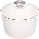 Flavehc Dutch Oven Pot with Lid 1.8 qt Cast Iron Dutch Oven for Bread Baking White Enameled Cast Iron Rice Pot with Handels