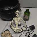 Halloween Decorations Indoor, Cauldron Halloween Decor with Magic DIY Floating Potion Bottles & Skeleton and Mist Maker, Spooky Vintage Black Witches Plastic Bowl for Home Table Mantel Party