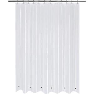 Mrs Awesome Shower Curtain Liner with 6 Magnets Clear Thick PEVA, Premium Waterproof Plastic Shower Curtain Standard Size 72 x 72 inch, Clear (1b. Clear-heavy)