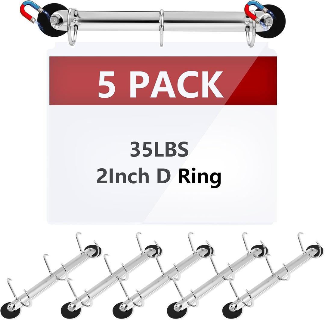 5 Pack 3 Ring Binder Mechanism 2 inch Magnetic Hanging Binder Rings for Hanging 8.5 x 11 Inch Sheets of Paper Magnetic D Ring Binder Magnetic 3 Ring Binder Locking Mechanism D Shaped Binder Rings