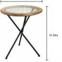 Minimalist Mid-Century Modern Round End Table, Solid Wood Tempered Glass Side Table, Accent Table with Metal Tripod Legs for Living Room, Bedroom, Balcony, Office & Small Spaces (17.22" D x 21.26" H)