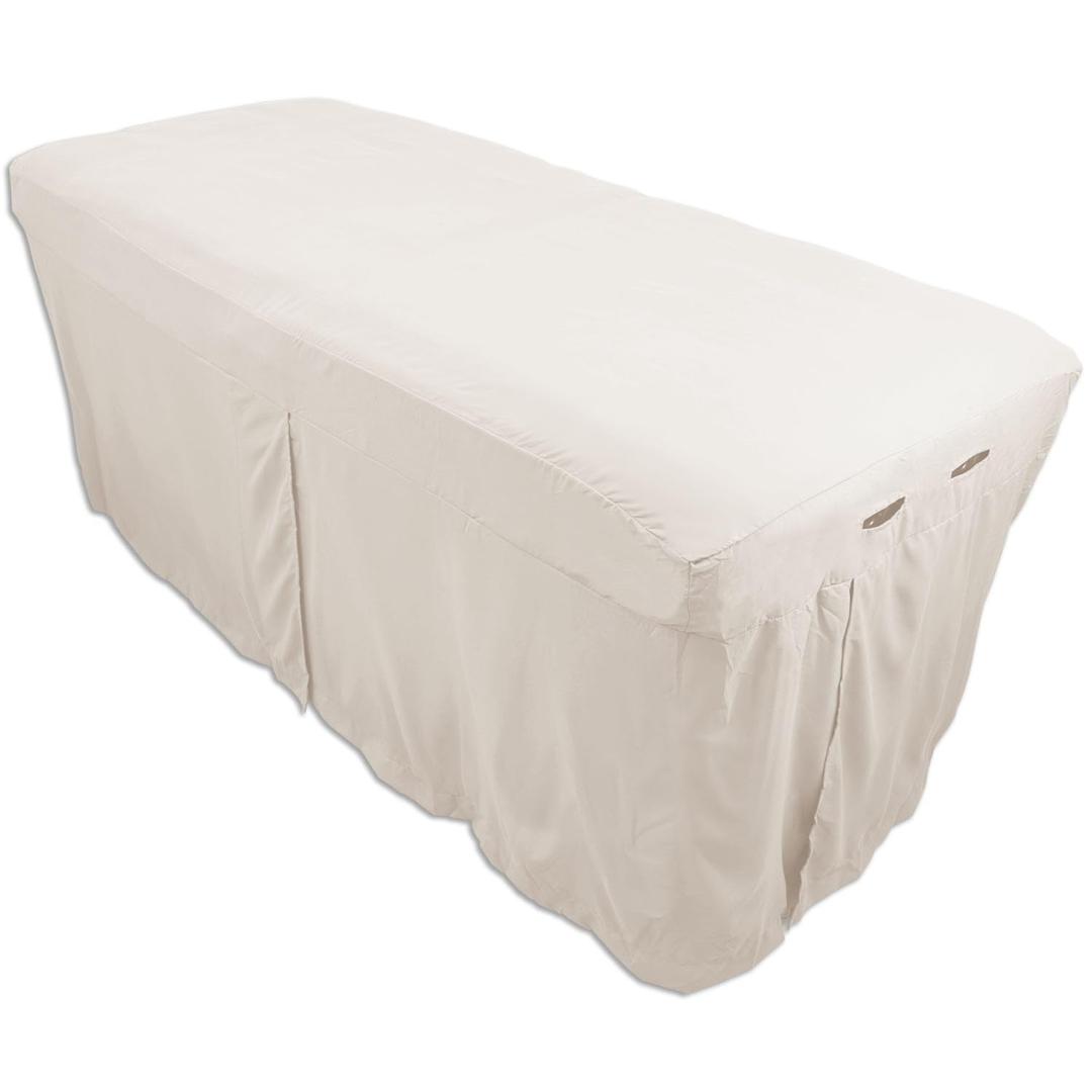 Microfiber Massage Table Skirt by Body Linen - Massage Table Bed Skirt to Fit Standard Size Massage Tables - Lightweight, Super Soft and Stain-Resisting - Color = Natural