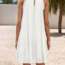 ZESICA Women's 2025 Summer Halter Chiffon Mini Dresses Sleeveless Hollow Out A Line Flowy Ruffle Beach Vacation Sundress (White, XL)