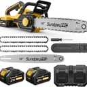 42V 16-Inch Cordless Chainsaw - Brushless Electric Chainsaw with 2 x 4.0Ah Batteries & Fast Charger & Safety Chain Brake & Tool-Free Tensioner for Tree Trimming & Wood Cutting & Yard Work