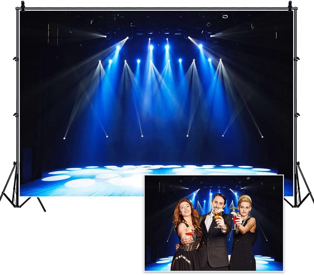 15x10ft Karaoke Party Backdrop for Photography Night Show DiscoParty Entertainment Club Concert Backdrop Free Stage Spotlight Lights Background for Adult Portrait Video Shooting Studio Props